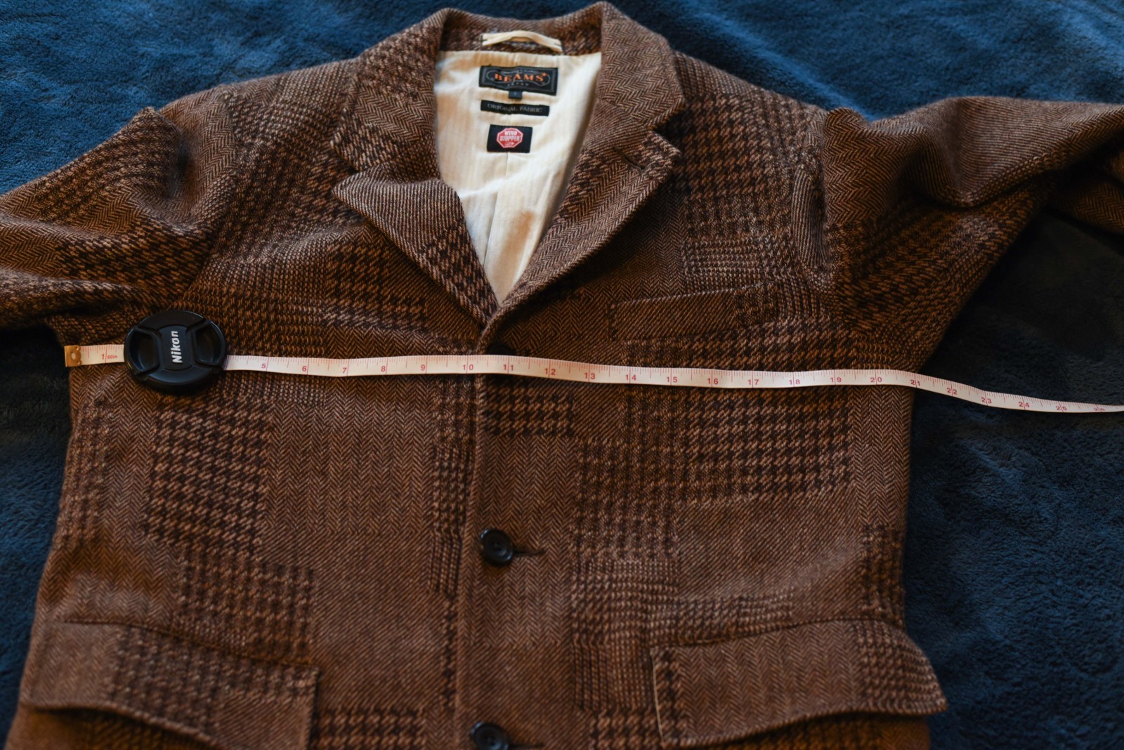 Beams Plus Brown Patchwork Tweed Overcoat Jacket … - image 14
