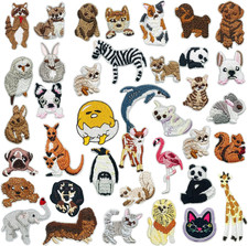 37 PCS Mixed Animal Iron on Patches Dog Cat Zebra Elephant Lion Penguin Sew on P
