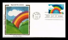 BEST WISHES   SPECIAL OCCASIONS  RAINBOW   1988 COLORANO SILK CACHET FDC UNADDR