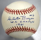 Clete Boyer Signed Official American League Baseball Autograph "WS Champs 1961"