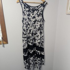 Simply Vera Vera Wang Women's Large Sleeveless Midi Dress, Asymmetrical Hem