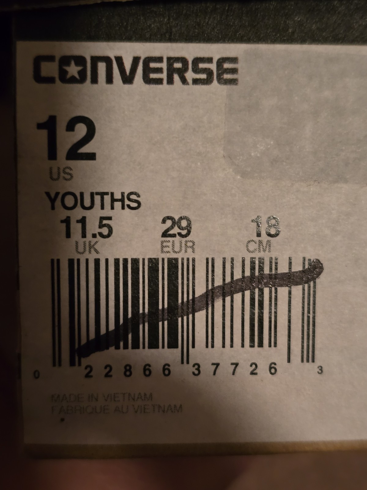 Converse All Star Kids Black White Canvas Low Top Sneakers Size 12 US 29 EU thumbnail 5