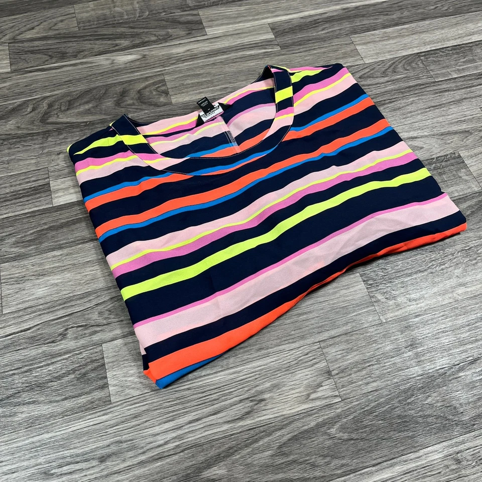 Camiseta para mujer PROJECT RUNWAY cuello redondo multicolor a rayas de gran tamaño talla L Foto 4 de 4