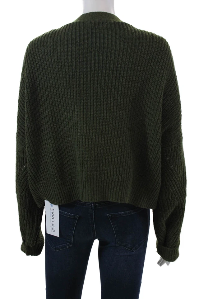 Cárdigan suéter verde con botones de manga larga Line And Dot para mujer talla mediana Foto 3 de 4