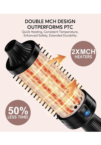 Thermal Brush 45mm, Double MCH Ceramic Curling Tong Tourmaline Ionic 2 in 1 - Picture 3 of 6