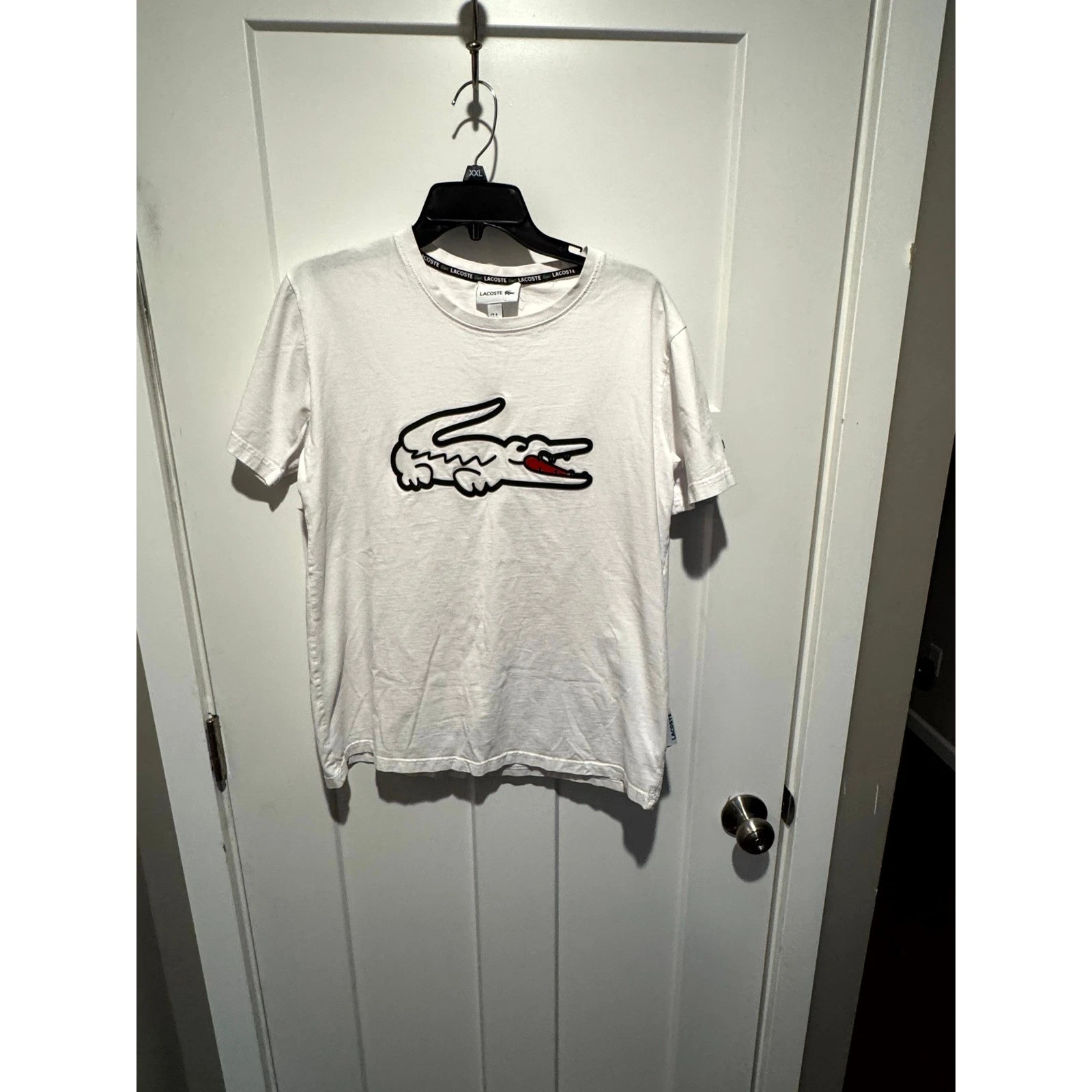 Lacoste Mens White Big Croc Logo Short Sleeve T-Shirt XL FR 6