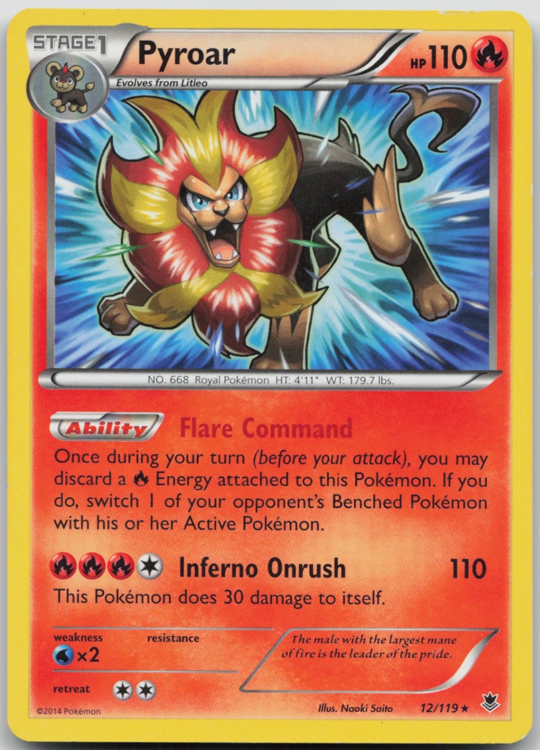 Pyroar - 12/119 (XY Phantom Forces) 012/119 Rare Deck Exclusives LP Normal