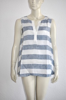 CINQUE    leichte Tunika Bluse Blau Wei´100 % Leinen INT M