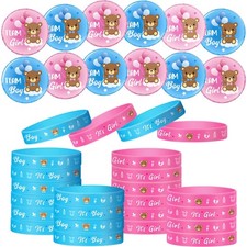 60 Pieces Gender Reveal Bracelets, Team Boy Silicone Wristbands