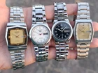 Lot of 4 Vintage Seiko 5 Automatic 21J Day-Date SS Unisex Wristwatches Working
