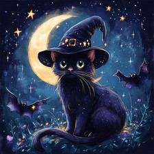 Halloween Diamond Art Kits for Adults, Cat Diamond Painting Kits for Adults, Hal