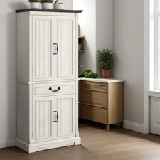 71" Kitchen Pantry Cabinet Pantry Storage Cabinet with Adjustable Shelves Drawer