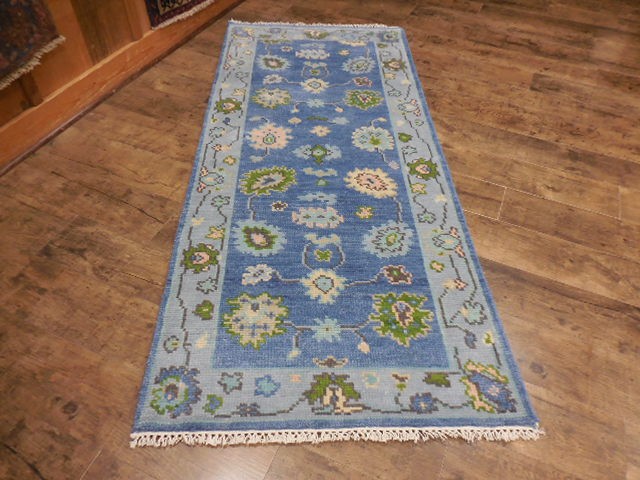 Turkish Oushak Rug, Modern Multicolored Handmade Bohemian Rug 2.7x6 Ft