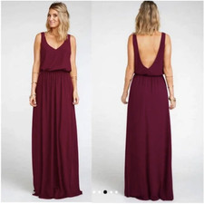 SHOW ME YOUR MUMU Kendall Maxi Maroon V-Neck Gown Dress // S 