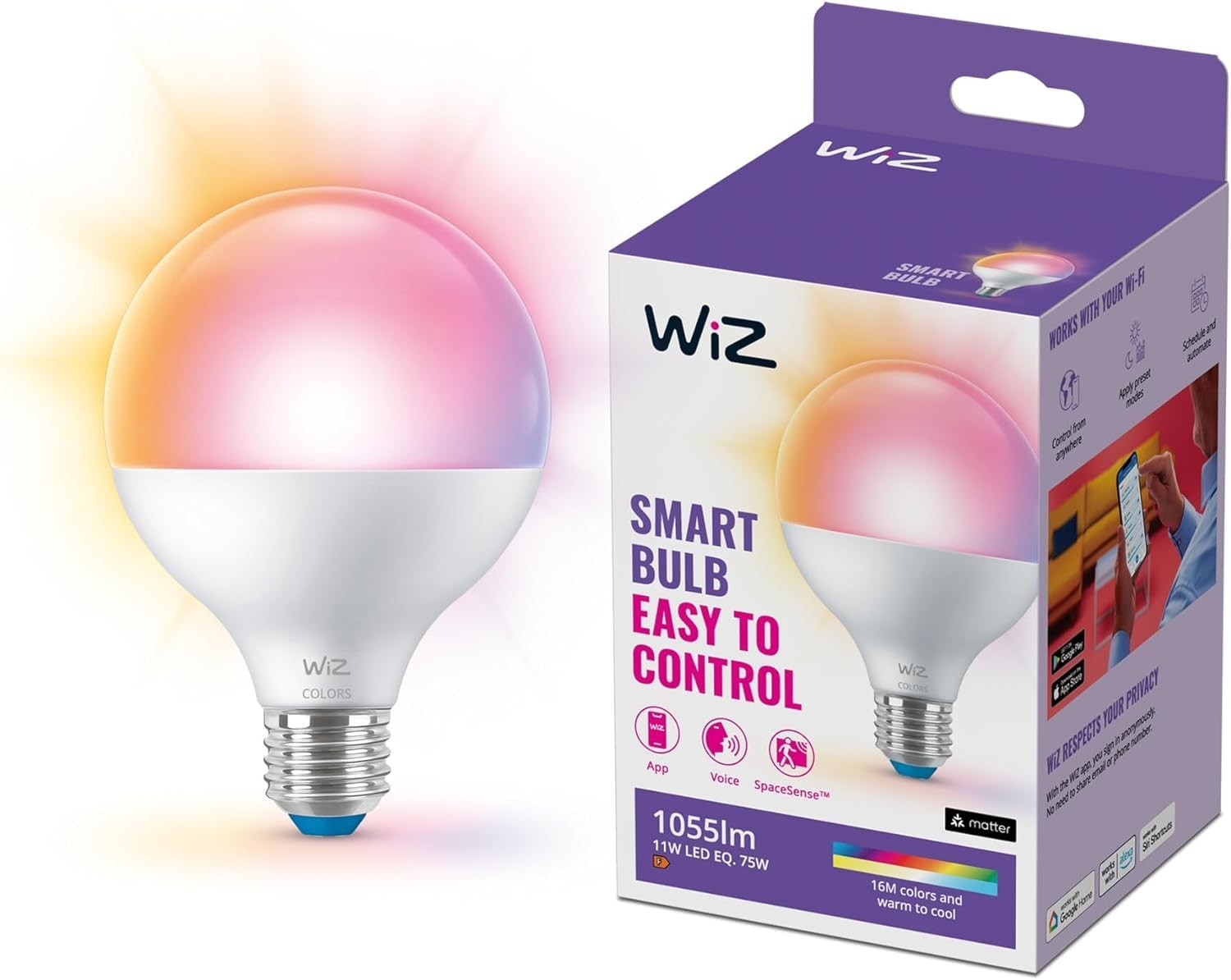 Ampoule connectée couleur E27 globe pour ambiance cinéma et soirées chaleureuses à la maison