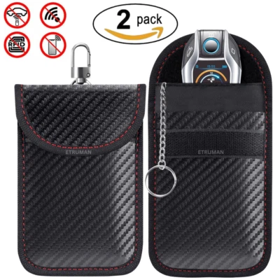 2 x Blocco Segnale Chiave Auto Faraday Custodia Fob Keyless RFID Blocco Gabbia