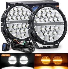 Nilight LED Offroad Driving Lights with Amber DRL 9 Inch Round Spot Flood Combo