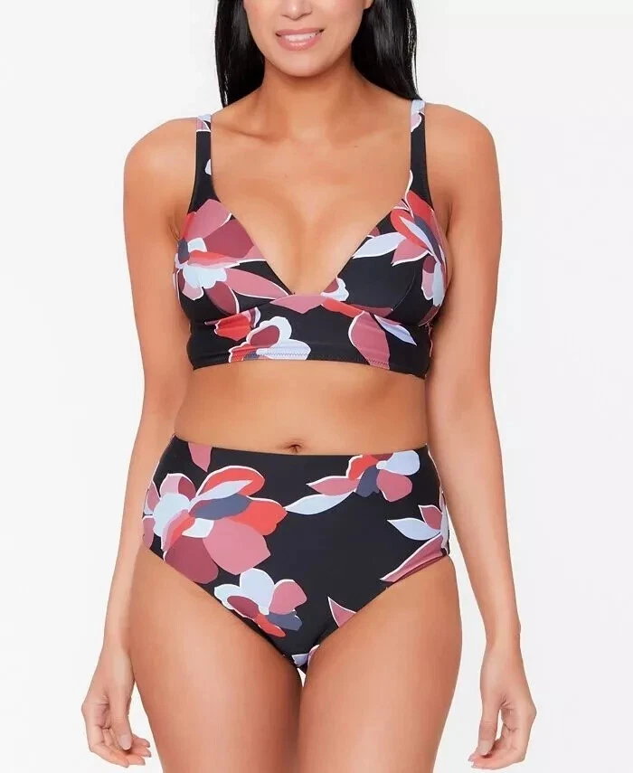 Top de natación de bikini bar III negro Secret Garden Longline halter talla grande para mujer Foto 3 de 4