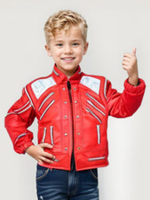 Dance King Michael Beat It Red Leather Jacket Costumes for Kids Halloween