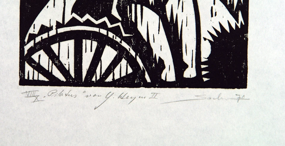 DDR. "Pilatus von Heym II" 1970 Holzschnitt Gerhard SACHSE (*1950) handsigniert - Bild 3 von 3