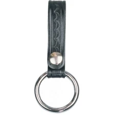DUTYMAN Basketweave Leather 1.5" Steel Ring BATON/FLASHLIGHT HOLDER SILVER Snap