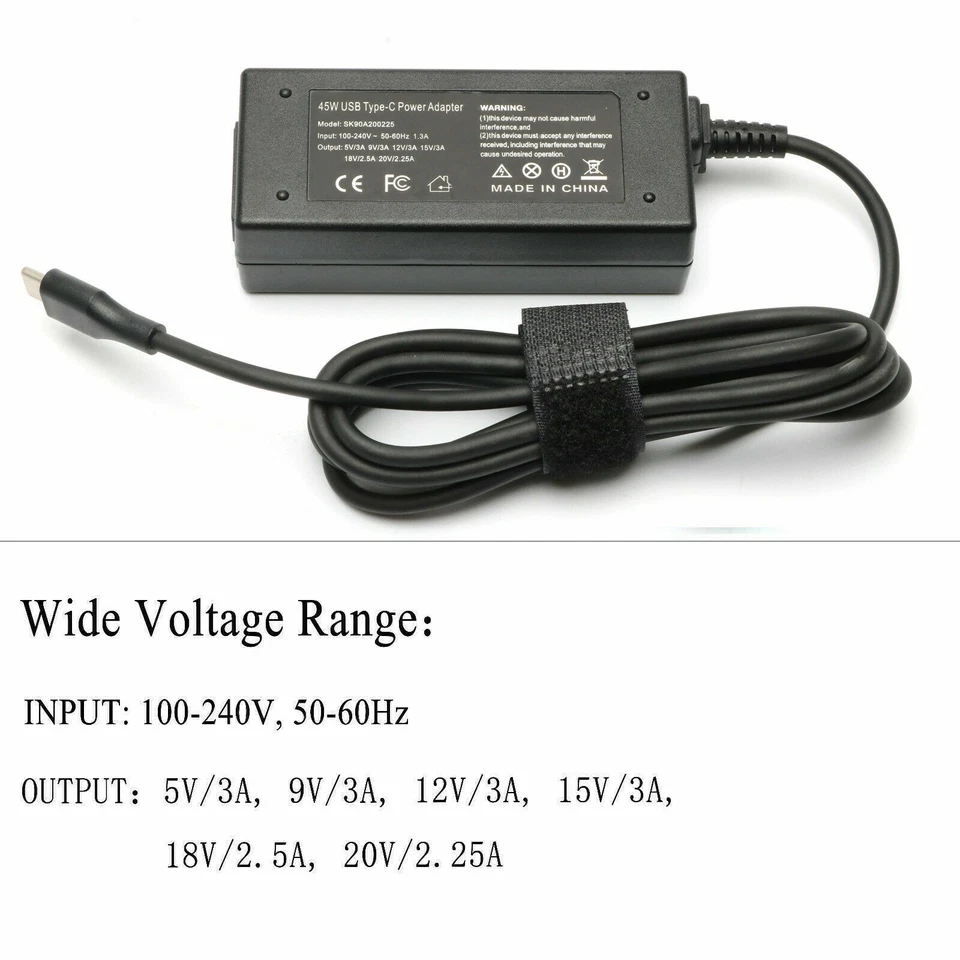 USB-C AC Adapter Charger for Lenovo ThinkPad X1 Carbon 5th 6th Gen 20HR 20HQ 45W - Image 2 of 4