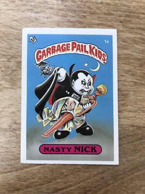 UK MINI 1. Serie 1985 Topps Garbage Pail Kids NASTY NICK 1a Karte Sticker GPK