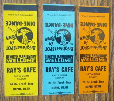 NEPHI, UTAH GIRLIE MATCHBOOK COVER: RAY'S CAFE & TRUCK STOP 1960s (RAY KELSON) D