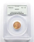 MS60 1925-D $2.50 Indian Head Gold Quarter Eagle OGH PCGS Toned *2702