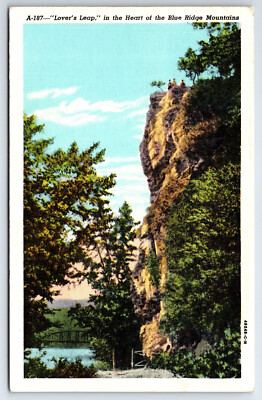 Postcard NC, View Of LOVER'S LEAP, Hot Springs, North Carolina Linen c1940's NC1