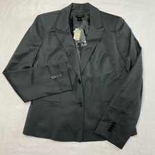 Ann Taylor Blazer sz 10 Gray Pinstripe Wool Blend Corporate Core Workwear NEW