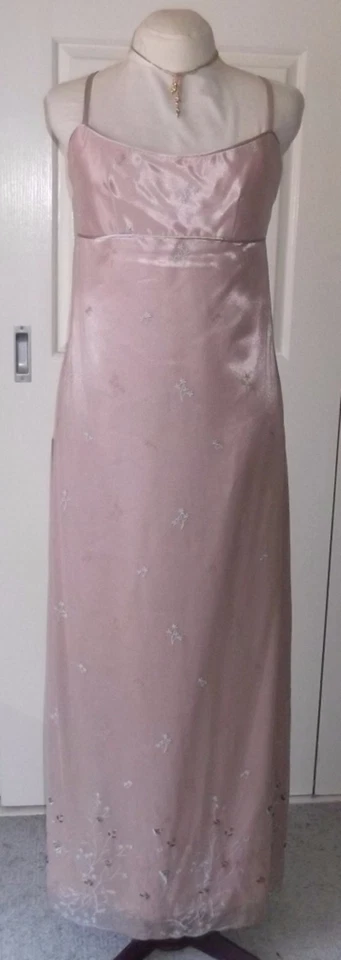 ВЫШИТОЕ БИСЕРОМ СЕТЧАТОЕ ПЛАТЬЕ, СВАДЕБНОЕ, ВЕЧЕРНЕЕ, СОВЕРШЕННО НОВОЕ, РАЗМЕР 10, С ПОДОЛОМ - Изображение 3 из 4