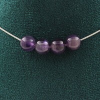 Halskette 4 Amethyst Perlen 8 Mm. Edelstahlkette Halskette Frauen, MäNner