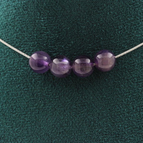 Halskette 4 Amethyst Perlen 8 Mm. Edelstahlkette Halskette Frauen, MäNner-image