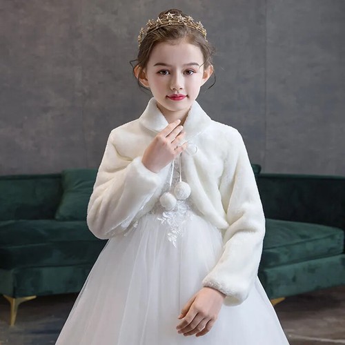 Plush Princess White Faux Fur Coat Shoulder Cape Dress Shawl Wraps Stole Warm - Picture 19 of 28
