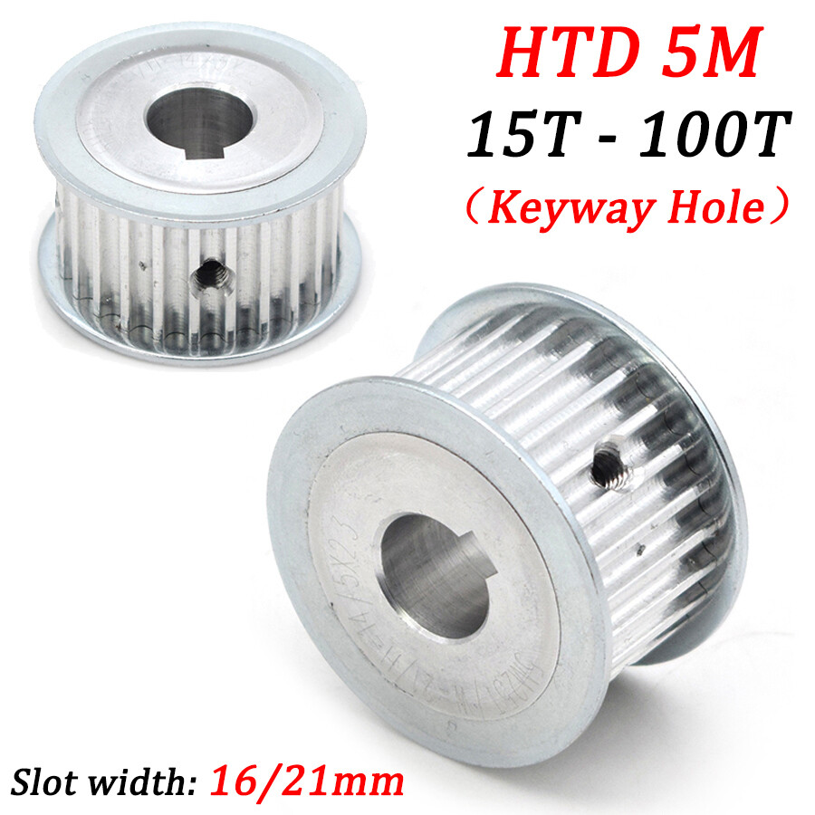HTD 5M Timing Belt Pulley AF-Type 15T - 100T Keyway Hole, for 15/20mm Wide Belt