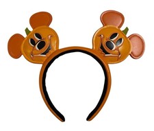 Disney Parks Mickey Mouse Pumpkin Jack O' Lantern Orange Halloween Ears Headband