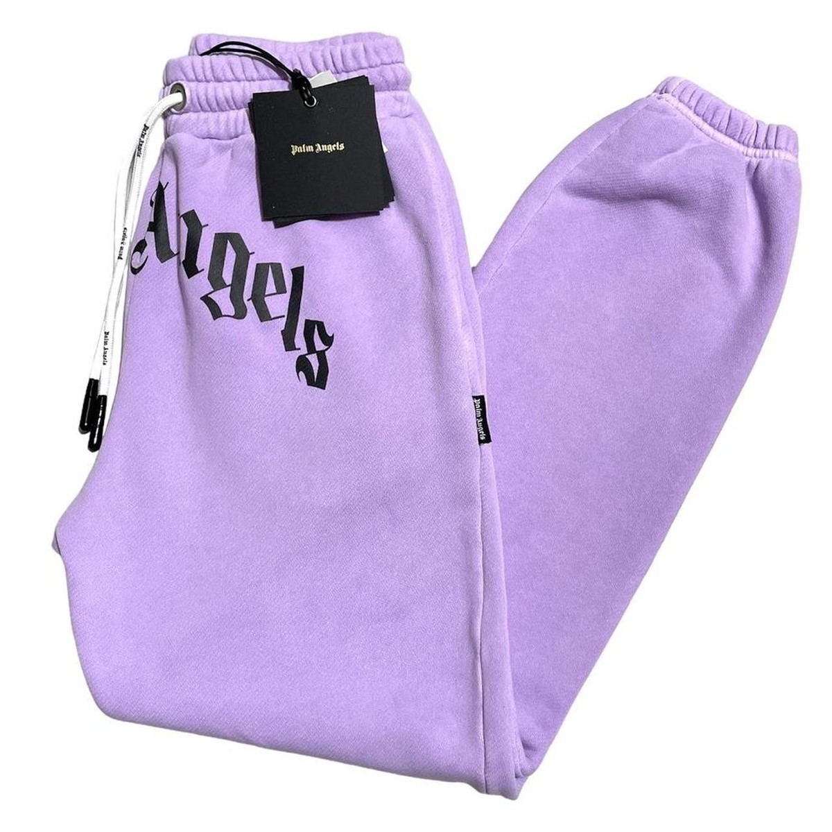 Palm Angels Lilac Purple and Black Curved Logo Spellout Tracksuit 