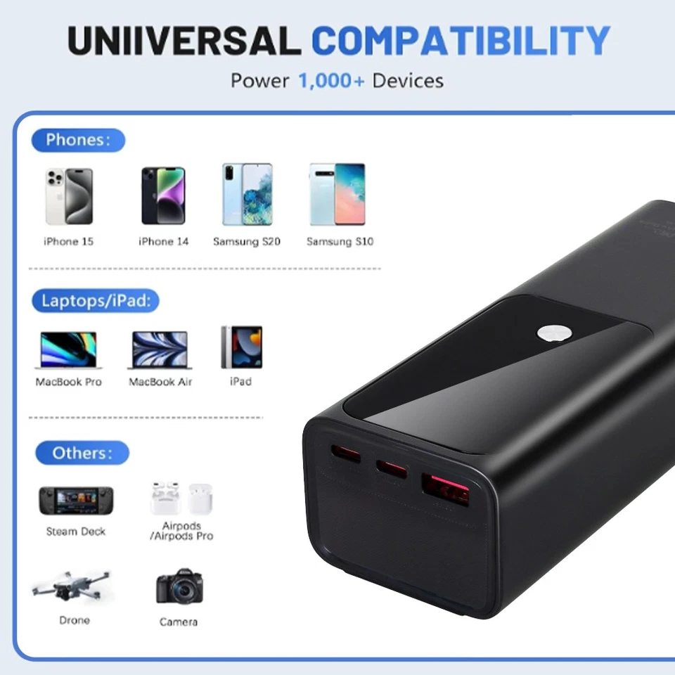 Powerbank PD 100W 50000mAh USB C Externer Akku Schnellladung Tragbares Ladegerät - Bild 4 von 4