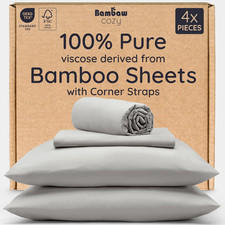 Queen Sheet Set   4Pcs 100 Viscose Derived from Bamboo Sheets Set, Cooling Shee