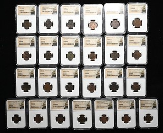DUTCH EAST INDIES. Lot of 25 Colonial VOC Copper Duit NGC Genuine
