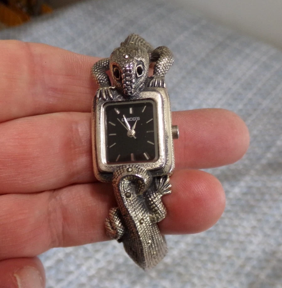 Chico\'s CH-921 Floral Cuff Watch Cream Silver Tone Japan Movement NEW Chico main image 3