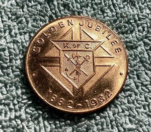 Golden Jubilee Knights Of Columbus 1882- 1932. Tempus Fugit Token.