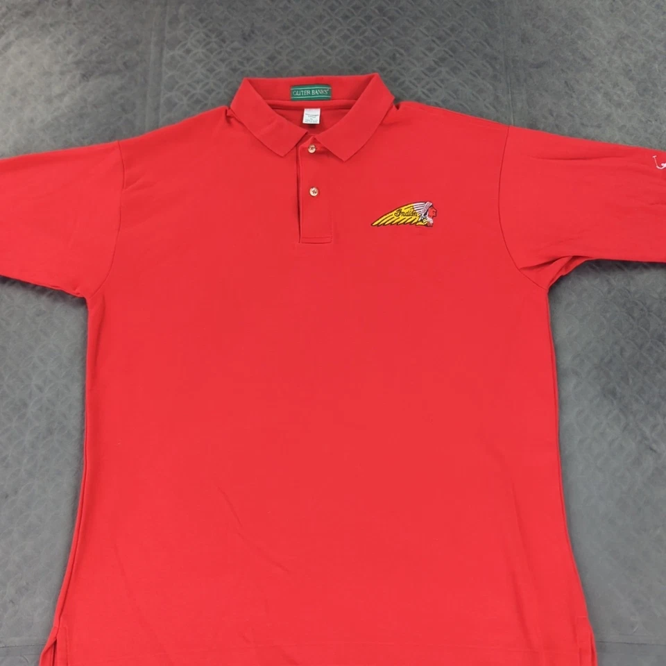 Indian Motorcycle Polo Shirt Vintage Outer Banks Red Short Sleeve Men Large USA - Image 3 of 4
