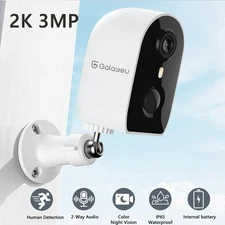 Galayou Security Cameras Wireless Outdoor 2K Battery Powered AI Motion Detection