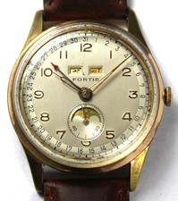 Orologio Fortis Triplo Calendario Fasi Lunari 17j 34mm con Data Araba - Funzionante