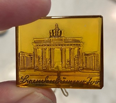 German WW 2 Tinnie - WHW  Monument Glass Brandenburg 1'' x 1-3/8'' (G13)