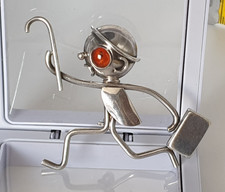 seltene XL Brosche Silber 835 Mann Männchen Bernstein Fischland