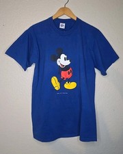 Vintage 90s Disney Mickey Mouse L Blue T Shirt Made in USA Jerzees Tag