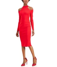 I.N.C Womens Ribbed Sheath Cold Shoulder Dress